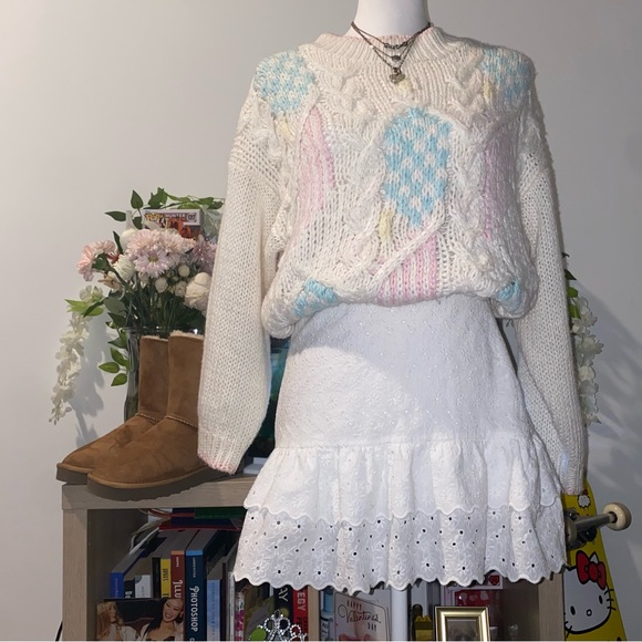 Zara Dresses & Skirts - Zara 90s vintage girly whimsical white lace tiered eyelet mini skirt w/ ruffles